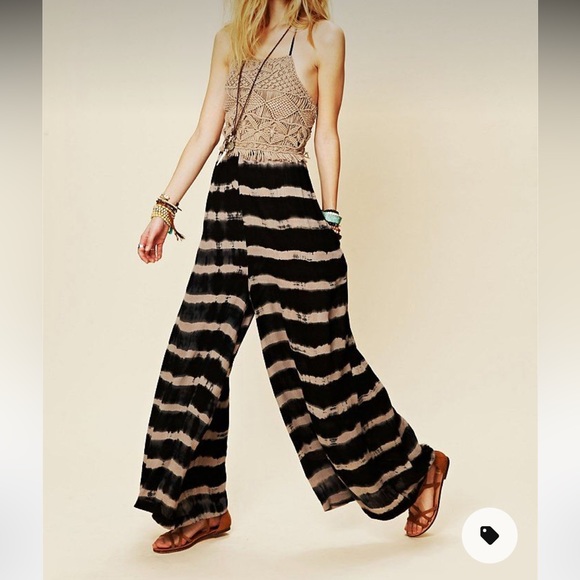 Free People Pants - RARE Free People Macrame Kaleidoscope Jumpsuit Tie Dye Striped Romper Onepiece